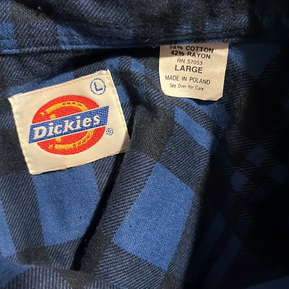 Dickies Men's Blue Plaid flannel Shirt large - Picture 5 of 7